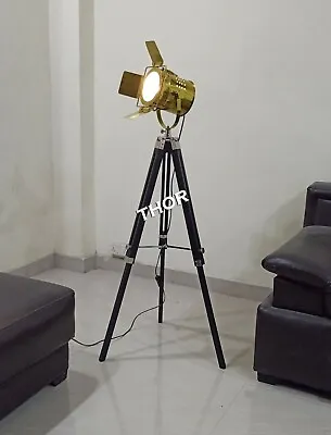 $154 • Buy Nautical Collectible Searchlight Floor Lamp Black Wooden Tripod Stand F/Decor