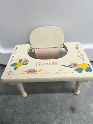 VINTAGE Ginnette Doll Toy Low High Chair Vogue White Wood 1950’s Baby Tender • $19