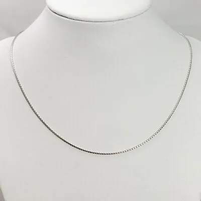 $195 • Buy 16.25  Solid 14k White Gold Rounded Rectangular Box Chain Necklace (3648)