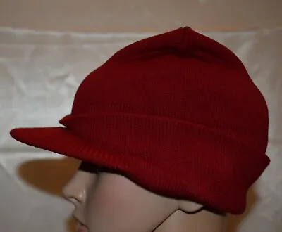 Dark Red   Knit Cap With Visor • $5.99