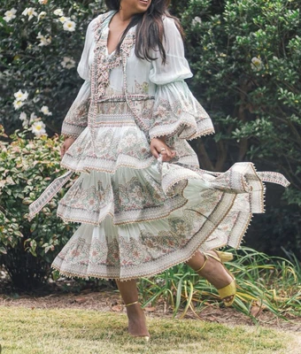 $420 • Buy Zimmermann Kaleidoscope Gathered Midi Dress Sz 1
