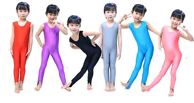 £11.49 • Buy Kids Sleeveless Dance Gymnastics Catsuit All In One Unitards Leotard Lycra