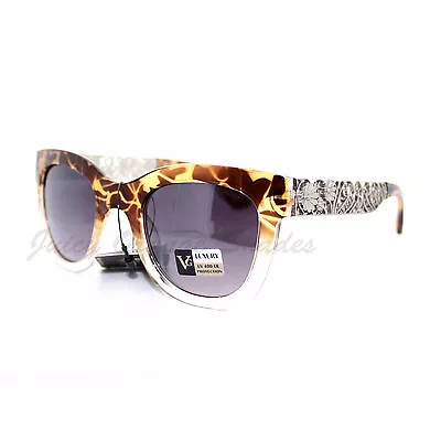 Womens Fashion Sunglasses Vintage Floral Design Metal Temple • $10.95