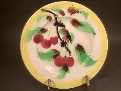 Great Easter Colors And Decor. Antique French Majolica Fruit Plate 1800's • $50