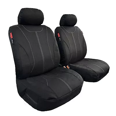 Cotton Canvas Seat Covers Black For Ssangyong Musso XLV Ultimate Front Pair • $153.99