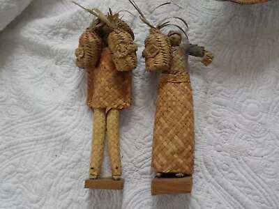 Handmade Vintage Mexican Straw Palm Leaf Folk Art Pair 1950 • $10