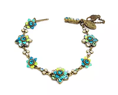 Lovely Michal Negrin  Metal Bracelet Crystal Flowers #841# • $89.10