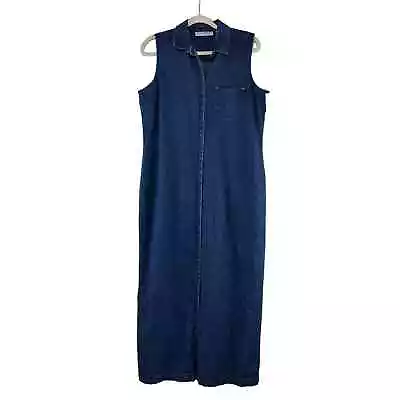 Marisa Christina Denim Maxi Shirt Dress Womens Size L Blue Sleeveless NEW • $39.99