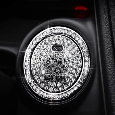 Car Start Switch Decorative Button Diamond Ring Bling Car Cap Cover Accessories • $3.28