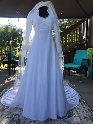 60s Vintage Wedding Dress - Renaissance - Princess - Boho - Victorian - XS • $126.37