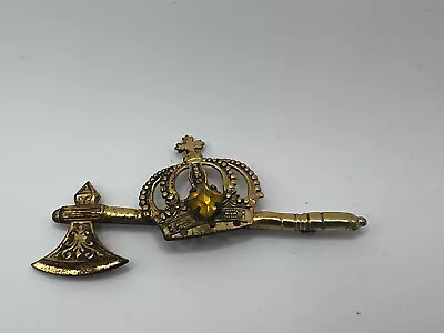 Vintage Coro Gold Tone Battle Axe Crown Pin Brooch • $24.99