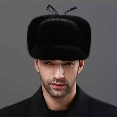 Men's Real Full Mink Fur Hat Warm Cap Headgear Top Hat Middle Aged Man Father • $65