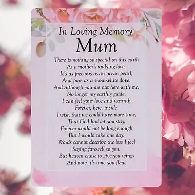 In Loving Memory Mum Graveside Waterproof Memorial Card Sentiment Poem Tribute • £2.99