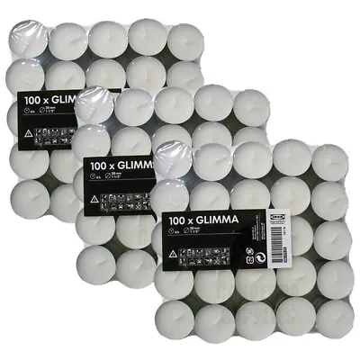 IKEA Glimma 100 Tea Light Candles Unscented White 38mm Wax Tealight 4 Hours • £11.69