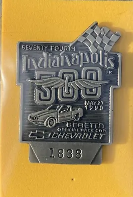 $24 • Buy 1990 Indy 500 SILVER Pit Pass Badge #1838