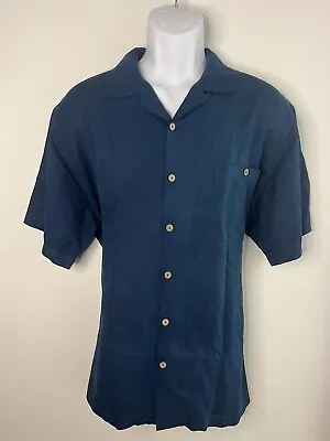 Vintage 100% Silk Men’s ‘Mike’s Martini Bar’ Button Down Shirt Size L • $16.90