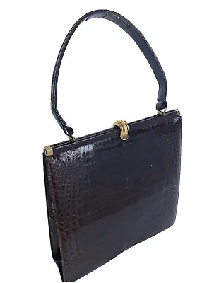 Vintage Genuine 1950s Manon Alligator Leather Handbag With Original Accessories • $112.99