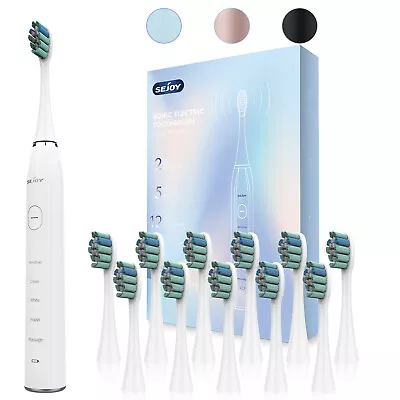 Sonic Electric Toothbrush USB Rechargeable Power Toothbrush With 12 Brush Heads • $25.59