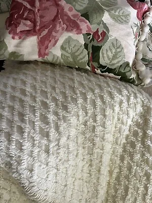 VINTAGE Midcentury CHENILLE BEDSPREAD  Sofa Chaise SlipCover UNDAMAGED Cotton • $145