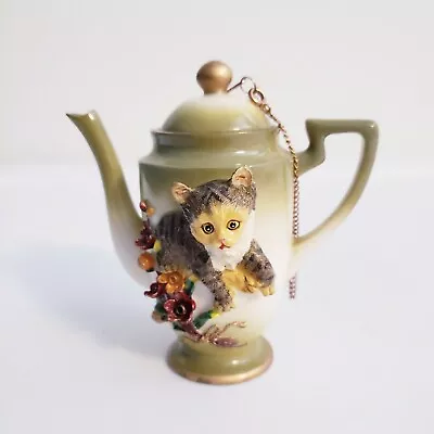 NINI Hull Miniature Cat Kitten Floral Resin Teapot Trinket Box Hand Painted  • $40.99