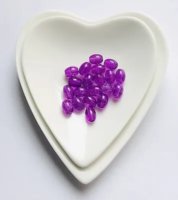 Stunning Purple Crackle Oval Italian Glass Handmade Beads 8mm - 20 Pcs • £2.25
