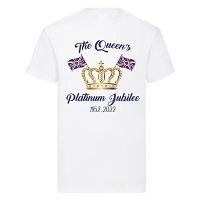 Queen's Platinum Jubilee T-Shirt 2022 Union Jack Crown Mens Womens Kids Tshirt • £9.99