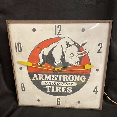 Armstrong Tires Rhino-Flex Pam Clock Co 1961 Clock Advertising Vintage • $490