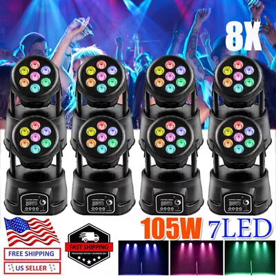 8X 105W Moving Head Stage Lighting RGBW Wash 7LED 9/14CH DMX Mini Light DJ Disco • $62.39