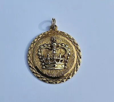 9k Vintage Crown Disc Charm Pendant 4.5 Grams Circa 1970 Queen  • $225