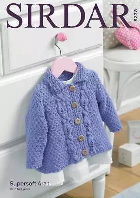 Sirdar Knitting Pattern - Supersoft Aran Baby Girl's Line Jacket 5238 • £5.19