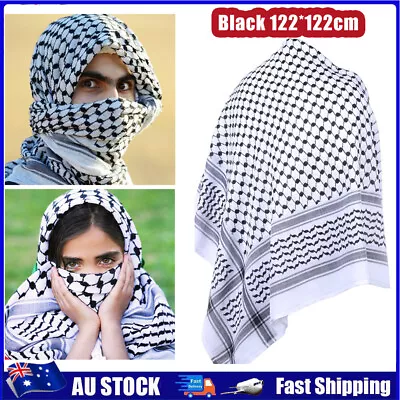 Men Arab Kafiya Keffiyeh Arabic Turban Muslim Shemagh Scarf Palestine Bandana • $14.59