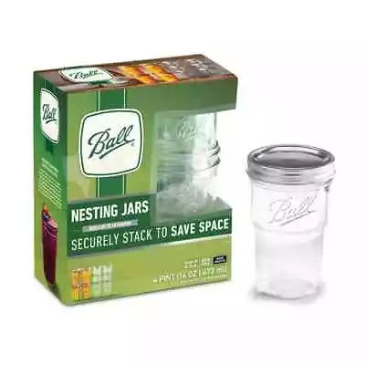 Ball Nesting Mason Jar Set With Lids & Bands For Canning Or Drinkware Wide Mout • $15.50