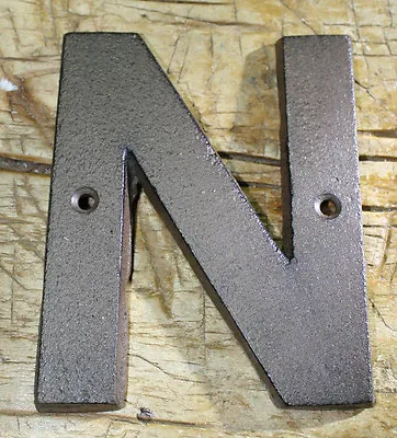 Cast Iron Industrial LETTER N Sign Rustic Brown 5  Tall Alphabet  • $7.99