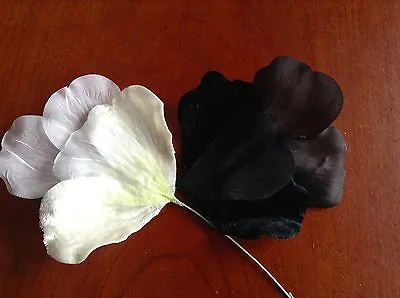 Vintage Millinery Flower Velvet Chiffon Choose White Or Black For Hat + Hair IY5 • $4.99