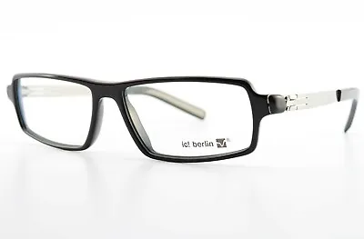 IC! BERLIN Glasses Siegfried Square Black Acetate Silver Stainless Steel Medium • £244.36