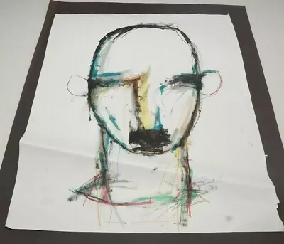 Michael Banks Outsider Folk Art Abstract Man Face Signed 19x24.5  (D) • $64.90