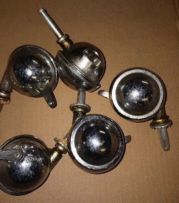 $20 • Buy 5 Vintage Shepherd  Ball Casters Round Ball Roller  Locking Wheels
