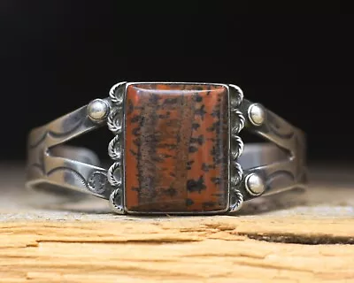 Vintage Fred Harvey Era Navajo Sterling Silver Agate Cuff Bracelet • $220