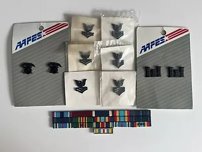 Vintage Lot Of US Navy And Military Pins Badges Ribbons USN Some New Unused • $34.99