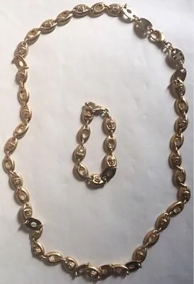 Gianni Versace Necklace Bracelet Medusa Set Of 2 Vintage Gold Used • $493