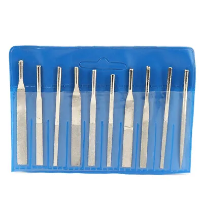 10Pcs Diamond Coated Needle File Flat Kit For  Air Micro Die Grinder Polish Tool • $9.94