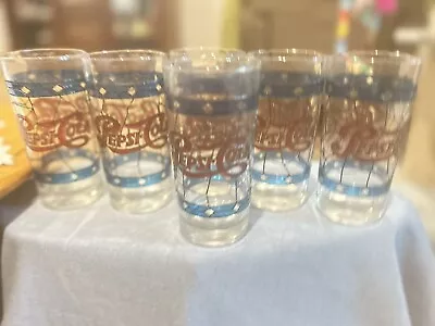 Vintage Pepsi Cola 1970's Tiffany Style Glasses Stained Glass Lot Of 6 • $20