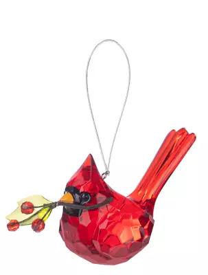 Ganz Crystal Expression Acrylic Elegant Mistletoe Cardinal Suncatcher Ornament • $12.99