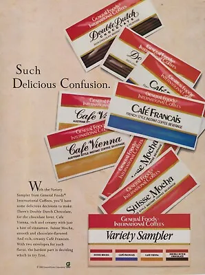 General Foods International Coffee Vintage 1990 Print Ad Page Variety Pack • $9.95