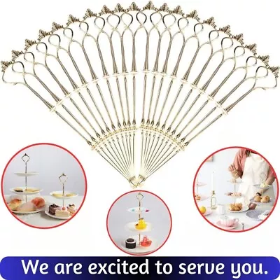 20 Sets Cake Stand Fittings 3 Tier Cake Rack Gold Rods Kit For Wedding Party UK • £23.19