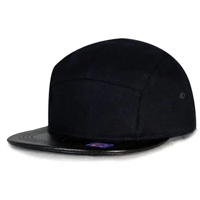 City Hunter CN460P Plain And Leather Strap 5 Panel Biker Hat Cap • $4.50