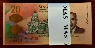 SINGAPORE 20 Dollars P-63 X 10 Running# 2019 Bicentennial Commemorative UNC Note • $299.99