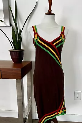 Jamaican Colors Dress By Avatar Small Reggae Colorful Striped Sleeveless • £18.80