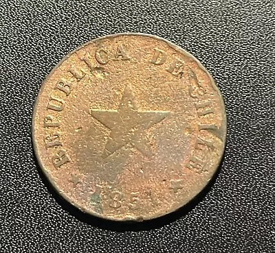 Chile 1851 One Centavo Copper Coin: One Year Issue • $9.95