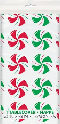 £3.99 • Buy  Red White Green Peppermint Candy Swirl Christmas Plastic Party Table Cover